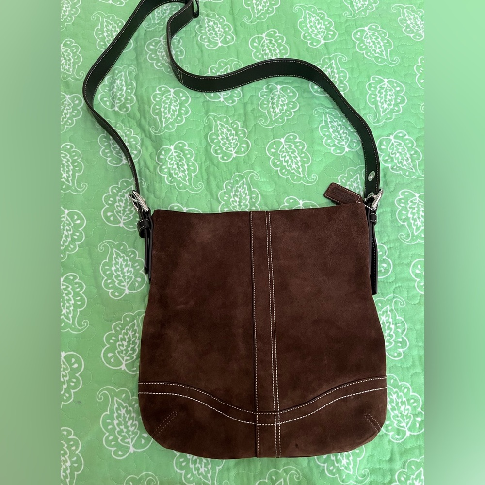 Coach suede shoulder/crossbody bag